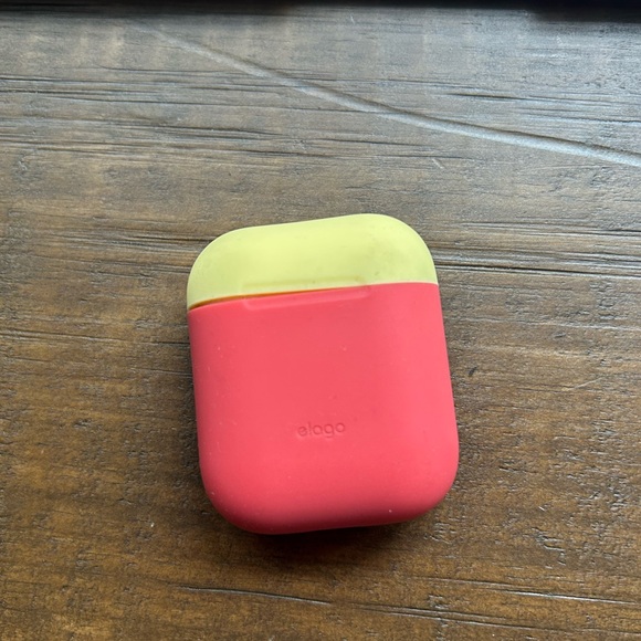 AirPods with Red and Yellow Case - Picture 3 of 7